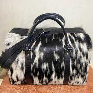 Bolso de lona de cuero de vaca para hombre y mujer, bolso de mano con bolsillo para zapatos, estilo deportivo, durante la noche, fin de semana, gimnasio, bolsa de viaje con correa para el hombro - Product Image 4