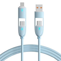 Câble de charge USB multifonction 4 en 1 de haute qualité 100W, câble de données universel en silicone 1M pour téléphones mobiles