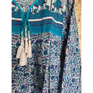 Chemisier Col V - Bleu Marine Tissu Popeline Tricoté de Haute Qualité Broderie Dentelle Décoration Tailles 4XL XL Mode Quotidienne Vintage pour le Travail - Product Image 2