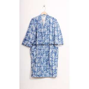 Robe matelassée de style kimono japonais pour femmes, en coton biologique floral, broderie kantha, veste multicolore, faite à la main, hiver printemps - Product Image 2