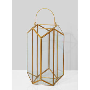 European Vintage Gold Finish Votive <b>Holder</b> Geometric Table Lantern Clear Glass Hurricane <b>Candle</b> <b>Holder</b> Home Decoration Safe - Product Image 5