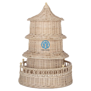 Pantalla de pagoda redonda de ratán hecha a mano nuevo diseño colgante de pantalla de ratán interior Natural para decoración del hogar interior - Product Image 4