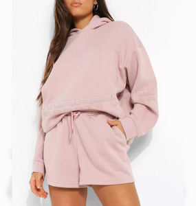 Survêtements personnalisés 2025 hiver automne vêtements entraînement survêtement 2 deux pièces ensemble sweat à capuche personnalisé ensemble short femmes ensemble de marque privée - Product Image 4