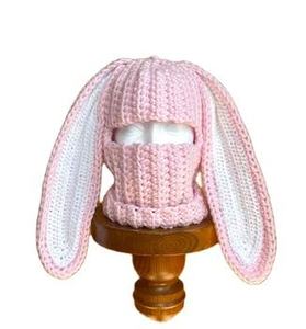 Nouveauté transfrontalière 2026 : Bonnet à oreilles de lapin, Bonnet à un trou, Cagoule tricotée à la main, Bonnet parent-enfant - Product Image 6
