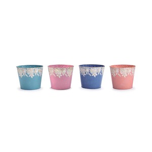 Thiết lập của 3 lồng nhau thiếc <span class=keywords><strong>planter</strong></span> loại với chim chi tiết mỗi <span class=keywords><strong>planter</strong></span> có vỏ sò dây TRIM & side xử lý trong Trắng & Vàng - Product Image 6