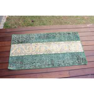Tapis turc vintage, tapis de 2x3,8 pieds, tapis oriental en laine verte - Product Image 1