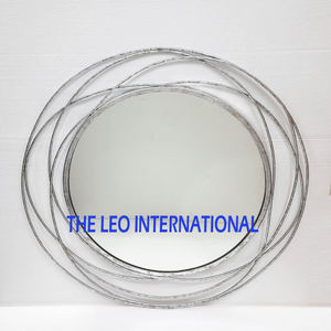 Espejo de pared moderno con acabado dorado de forma redonda de Metal de acero de India, decoración de pared hecha a mano de lujo para el hogar - Product Image 3