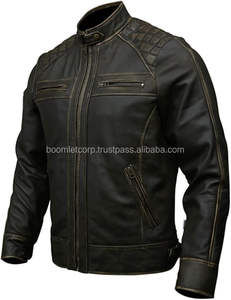 Chaqueta de cuero de motorista 100% para hombre, chaqueta de cuero para motocicleta, precio al por mayor y de alta calidad - Product Image 5