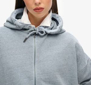 2025 femmes hiver pull à capuche sweats Logo personnalisé décontracté couleur unie sweat à capuche avec fermeture éclair ton neutre à capuche - Product Image 5