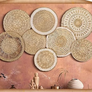 Vietnam gros bohème jonc de mer décoration murale panier ensemble ferme Boho mur cintre Accent jonc de mer tenture murale décor - Product Image 4