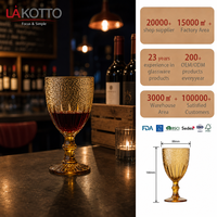 LAKOTTO Gelas Anggur Kristal Oranye Bertekstur Gelembung 320 ml Elegan untuk Restoran, Peralatan Meja, Eksportir, Layanan Logo Kustom