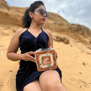 New Western Style Handcrafted Tooled Metallic <b>Hair</b> on Hide Fur Leather Jewelry <b>Box</b> Cute Travel Jewelry Essential Minimal Storage - Product Image 1