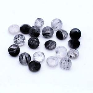 25 piezas de cuarzo de punto negro Natural 4mm corte redondo 3mm de espesor piedra preciosa 4,35 Cts lote Iroc ventas piedras preciosas sueltas faceta de piedra - Product Image 3