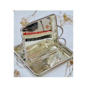 Bandeja plateada de calidad superior Forma y tamaño personalizados Bandeja de postres de último diseño Bandeja para servir té y café a buen precio - Product Image 1