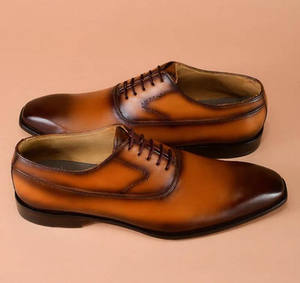 Chaussures habillées décontractées pour hommes en cuir véritable, style nouveau, à la mode, faites à la main, à lacets, bout carré, pour mariage, avec confort - Product Image 4