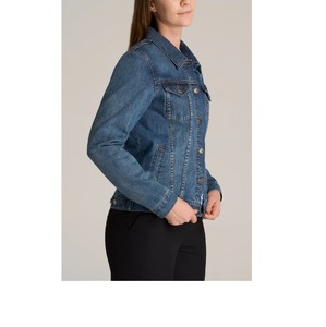 Nouvelle arrivée pour femmes en coton tricoté Style de vêtements de travail lâche décontracté revers à manches longues simple boutonnage fente latérale veste en jean de BD - Product Image 4
