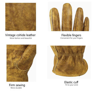 Guantes de Seguridad de Cuero Vacuno Puro para Motocicleta, Ciclismo, Conducción, Trabajo, Protección, para Hombre y Mujer, al por Mayor - Product Image 3