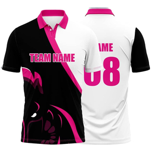 Nouveauté Polo de sport personnalisé avec nom d'équipe, motif 3D flamme noir et or, respirant et anti-humidité - Product Image 1