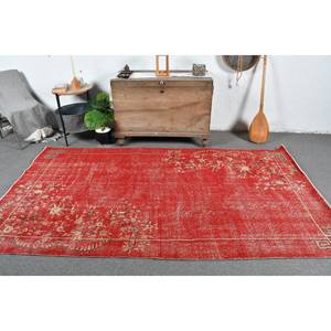 Tapis Turc Vintage Rouge Beige 4.9x8.7ft Grande Surface Laine Latex Patchwork pour Couloir Chambre Rectangulaire Côté pour Chambre Chevet - Product Image 1