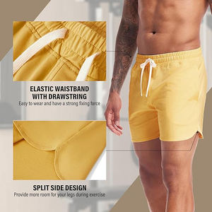 Pantalones Cortos para Hombre de Uso Diario Relajado, 100% Algodón, Sólidos, Casuales, Ecológicos, de Felpa, Textura Suave, Cintura Elástica, Cómodos y Ligeros - Product Image 3