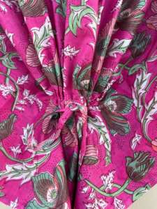 Robe Kfatan indienne faite à la main 100% coton pour femmes, imprimé floral, col en V, décontractée, plage, vacances, hiver, été, printemps, automne, rapide - Product Image 4