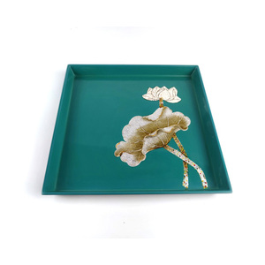 Plateau à thé laqué accessoire de vaisselle plateaux de service laqués de qualité supérieure pour collations boissons - Product Image 1