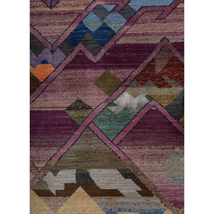 Alfombra de Lana y Seda de Bambú Anudada a Mano Freedom Manchaha Rosa Púrpura, Geométrica, 9x12, para Decoración de Sala de Estar, 10 mm - Product Image 3
