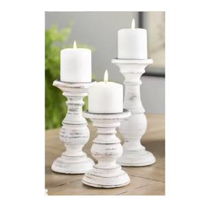 Meilleure vente de bougeoir conique en bois de haute qualité lot de 3 piliers de bougies votives en bois décoration de noël anniversaire mariage - Product Image 4