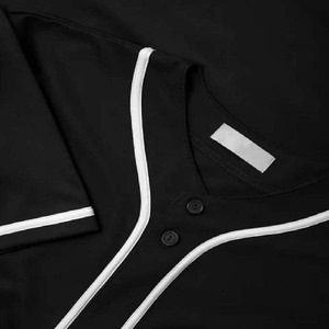 Color negro Ropa de béisbol Jersey Camisa En Precio al por mayor Ropa deportiva Adultos Algodón Poliéster Transpirable Secado rápido Jerseys Unisex - Product Image 3