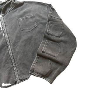 Wholesale Heavyweight Street <b>Personalised</b> Custom Logo Acid Wash Pockets <b>Top</b> Treading New Design Oversized Unique Zipper Hoodies - Product Image 3