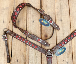 Western Genuine Leather Silver Studded Conchos Headstall Breast Collar 100% Top Quality Tack Set - Product Image 1