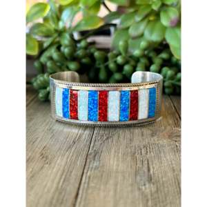 Navajo Made Opal & <b>Sterling</b> <b>Silver</b> Cuff <b>Bracelet</b>-Fashion Jewelry - Product Image 5