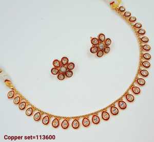 <b>INDIAN</b> TRADITIONAL and FASHIONABLE COPPER JEWELLERY BRIDAL WEDDING JEWELLERY <b>SET</b> for WOMEN EARRINGS and NECKLACE <b>SET</b> - Product Image 2