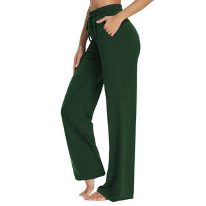 Pantalon de survêtement évasé lourd de haute qualité pour femmes avec ceinture à cordon de serrage Couleur unie Style avant plat pour l'hiver - Product Image 3