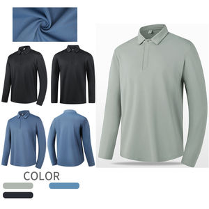 Personalizado al por mayor 100% poliéster Golf Polo camisas de manga larga transpirable en blanco logotipo personalizado camisetas deportivas para hombres - Product Image 2