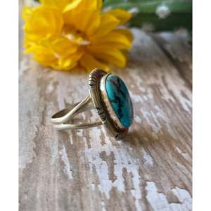 Eli Skeets Sleeping Beauty <b>Turquoise</b> Sterling Silver Bezel Set <b>Ring</b> Size 5 - Product Image 3