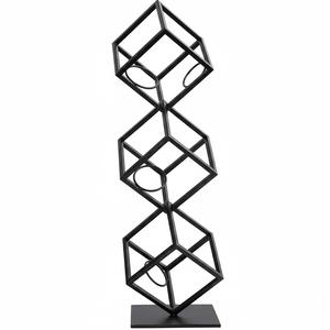 Countertop Wrought Iron Metal Vintage Sustainable Beverage <b>Wine</b> <b>Rack</b> Black Finished Tabletop Organizer Home Dining Room Bar Ware - Product Image 3