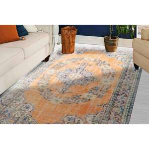 Tapis imprimé à motif persan : Grand, bleu, facile à nettoyer, style bohème, avec poils doux, idéal pour la cuisine ou comme tapis de demoiselle d'honneur - Product Image 1