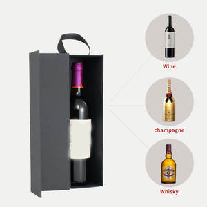 Caja de regalo de vino negro con cierre magnético Caja de botella de vino plegable Licor Champagne Spirits Envoltura de regalo de fiesta de boda - Product Image 5