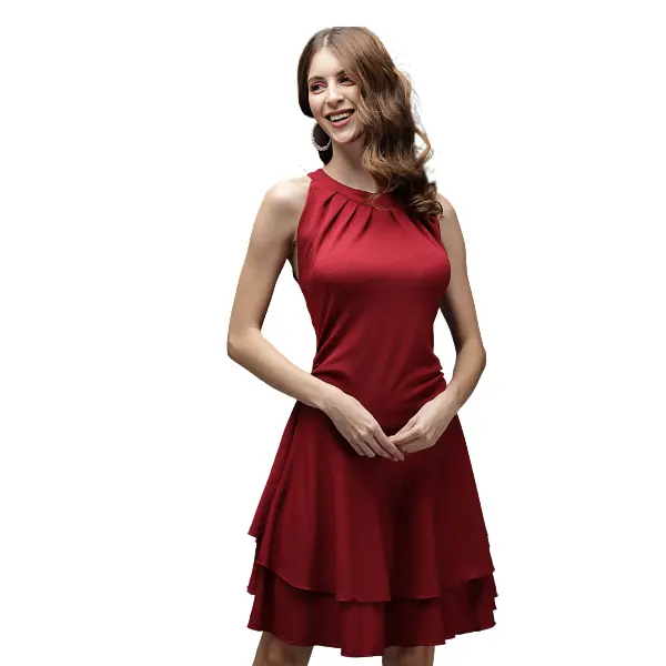 Newly Arrival DARZI Women Fit and Flare Maroon Dress with Fashionable Style For Women Wearing Uses Dress