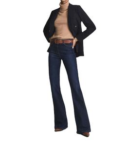 Jeans de Mezclilla Personalizados para Mujer, Cintura Alta, Rotos, Ajustados, con Campana, 100% Algodón, de Alto Rendimiento, Casuales, con Cinturón de Leopardo - Product Image 2