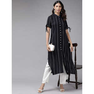 Blusa y camisa estampadas rayón azul para mujer elegante - Product Image 5