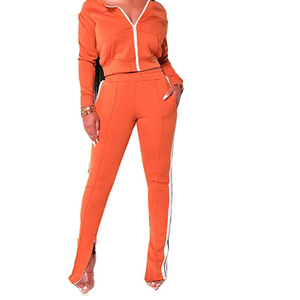 Clothing Manufacturers Ladies Summer 2 Piece Stacked Tracksuit Set Long Sleeve Crop Hoodie with <b>Sweatpants</b> Casual Women Dresses - Product Image 3