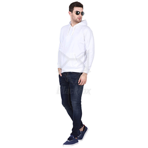 เสื้อฮู้ดสีขาวสำหรับผู้ชาย ทรงปกติ ผ้าฝ้ายเฟรนช์เทอร์รี่ สไตล์ลำลอง สีพื้น มีกระเป๋า เหมาะสำหรับใส่ในฤดูใบไม้ร่วง - Product Image 6
