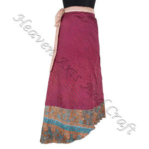 Wholesale Saree Wrap <b>Skirts</b> Indian Wrap <b>Skirts</b> Wholesale Women Wear Vintage Silk Sari Long Length Wrap Around <b>Skirt</b> 2 Layer - Product Image 5