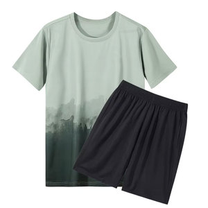 Unisex Summer Gym Short <b>Set</b> 100% Cotton <b>Knitted</b> T-Shirt and Matching Shorts Casual Style for Men and Women - Product Image 4