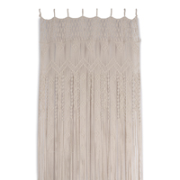 Rideau en macramé beige fait main, motif vague, en cordon de coton, toile de fond de mariage pour fenêtre ou porte, motif teint en fil, style bohème, octogonal