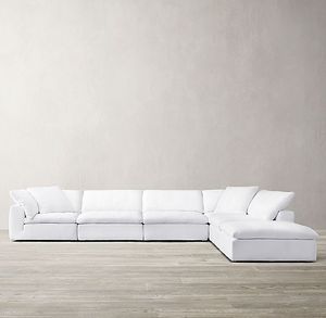 Canapé sectionnel moderne en tissu coton-lin blanc, design contemporain, mobilier de salon pour villa, ensemble une place et trois places - Product Image 3
