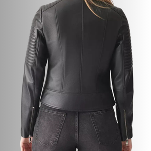 Chaqueta de piel auténtica para mujer de talla grande y diseño personalizado, chaqueta de piel auténtica para mujer, chaquetas estilo motocicleta para mujer - Product Image 2