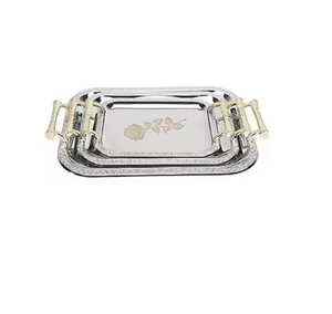 Plateau de service en métal martelé en cuivre de dernière qualité pour la maison et le mariage/restaurant plateau de service alimentaire de table - Product Image 2